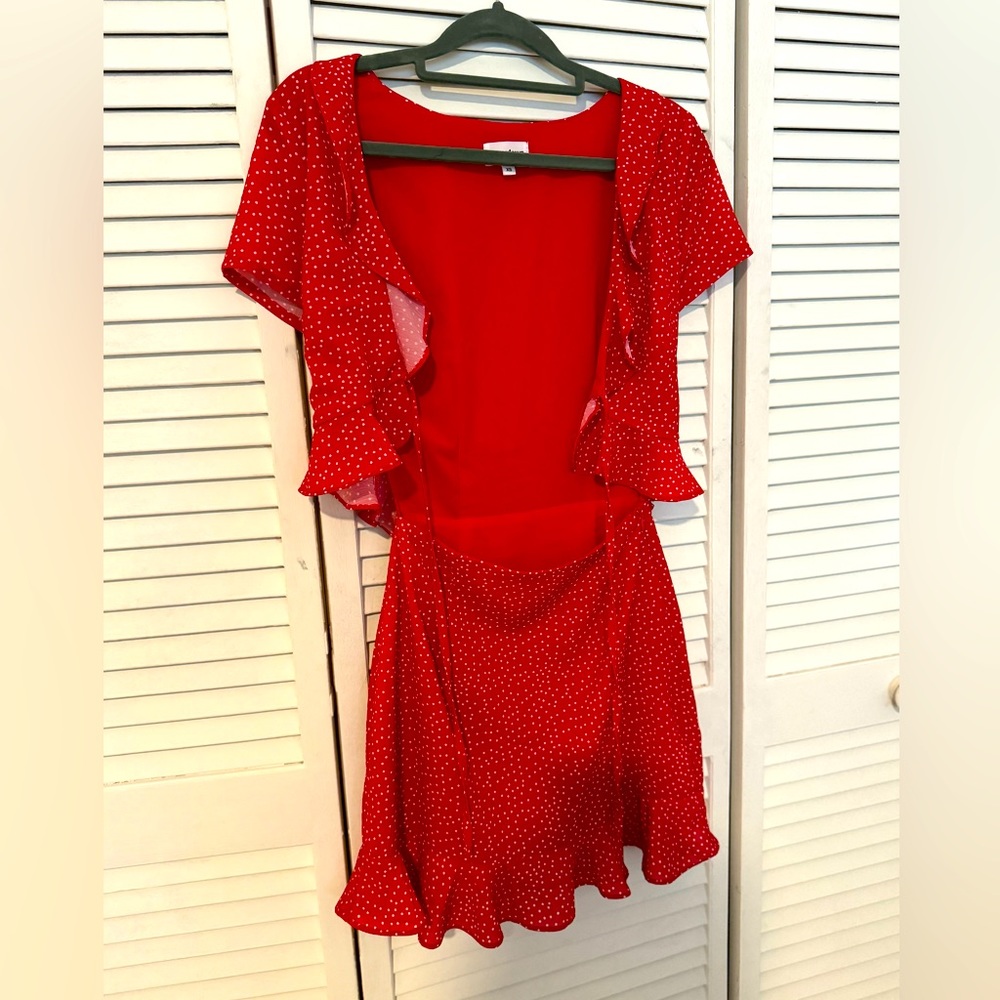 Super down Mercy Polka dot dress in red